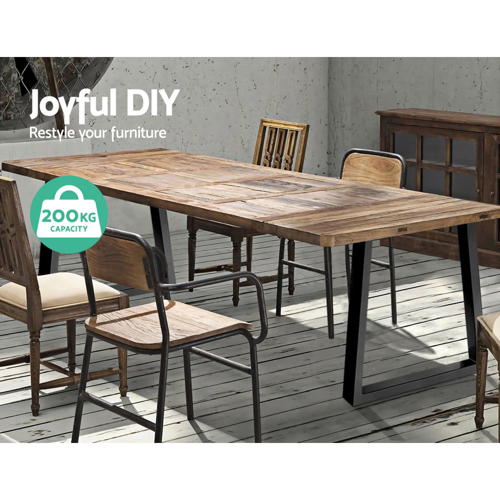 Artiss Set of 2 Coffee Dining Table Legs Industrial Vintage Bench Metal Trapezoid 71CM Artiss