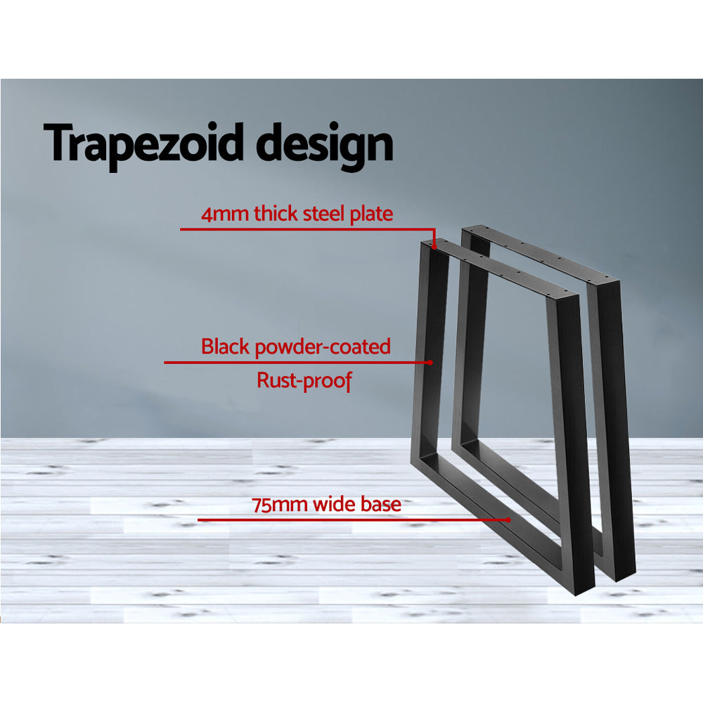 Artiss Set of 2 Coffee Dining Table Legs Industrial Vintage Bench Metal Trapezoid 71CM Artiss