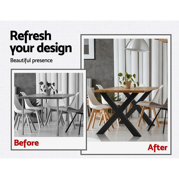 2x Metal Legs Coffee Dining Table Steel Industrial Vintage Bench X Shape 710MM Artiss