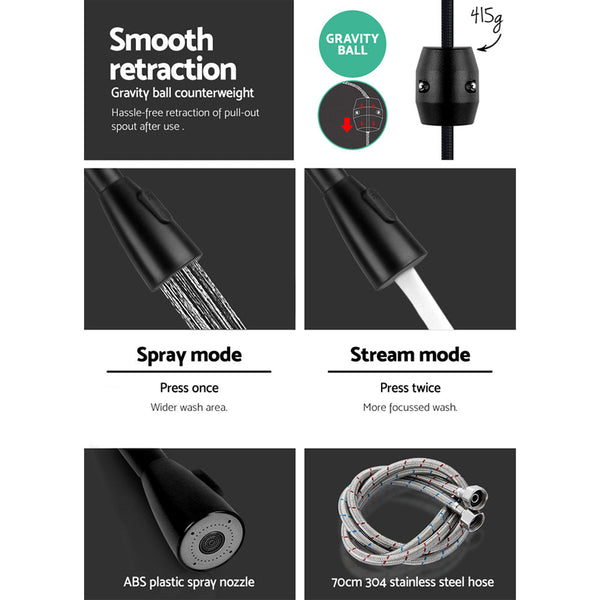 Cefito Pull-out Mixer Faucet Tap - Black Cefito