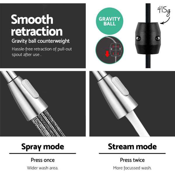 Cefito Pull-out Mixer Faucet Tap - Silver Cefito