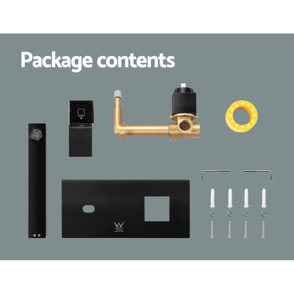 Cefito WELS Bathroom Tap Wall Square Black Basin Mixer Taps Vanity Brass Faucet Cefito