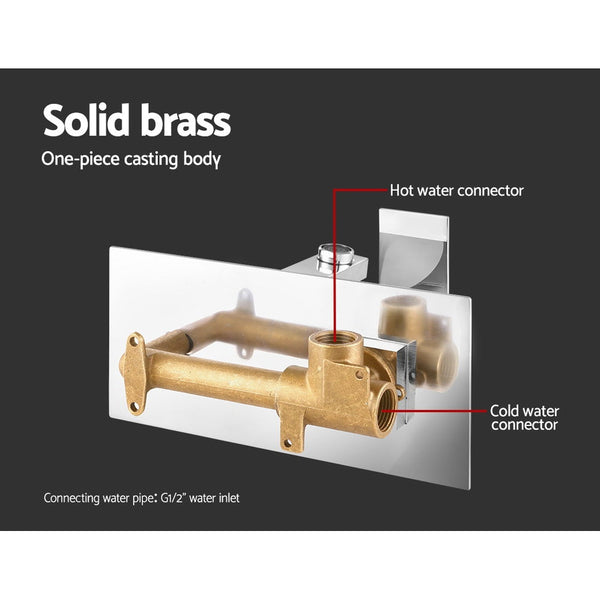 Cefito WELS Bathroom Tap Wall Square Silver Basin Mixer Taps Vanity Brass Faucet Cefito