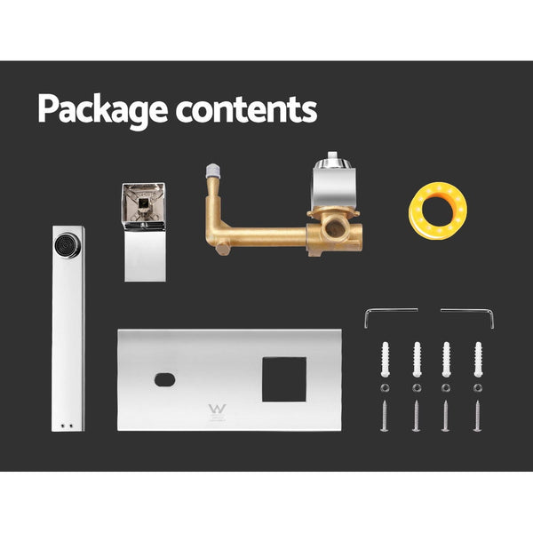 Cefito WELS Bathroom Tap Wall Square Silver Basin Mixer Taps Vanity Brass Faucet Cefito