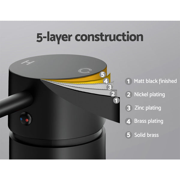 Cefito Bathroom Mixer Shower Wall Tap Faucet Basin Sink Bathtub Brass Black Cefito