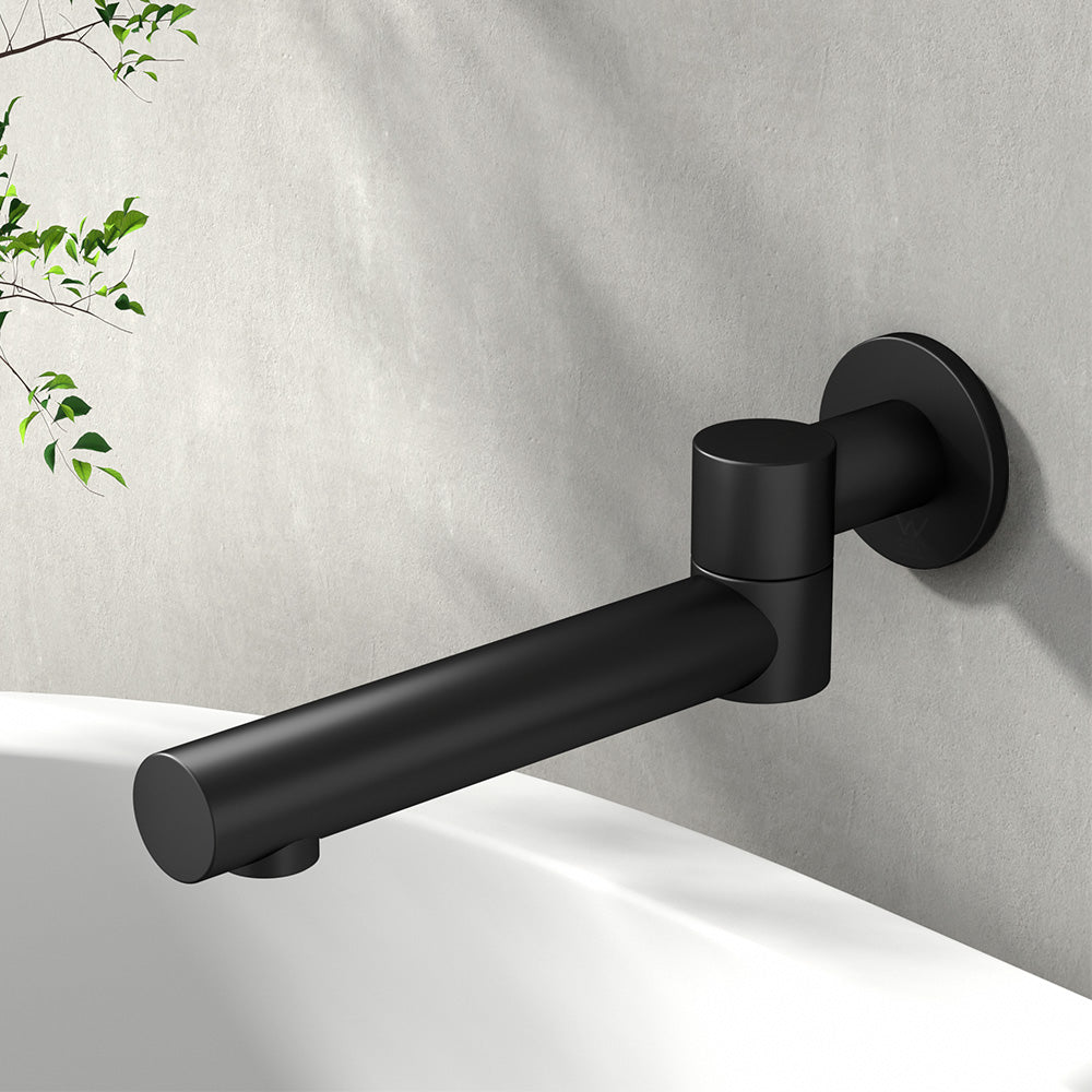 Cefito Bathroom Tap Wall Bath Spout 180 Swivel Bathtub Shower Mixer Round Black Cefito