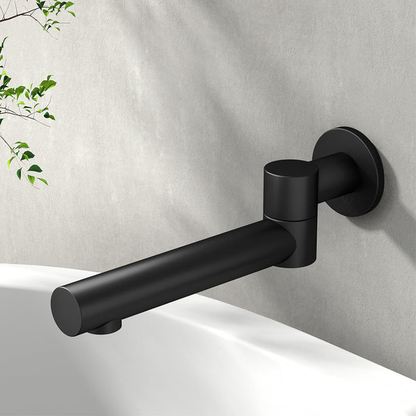 Cefito Bathroom Tap Wall Bath Spout 180 Swivel Bathtub Shower Mixer Round Black Cefito