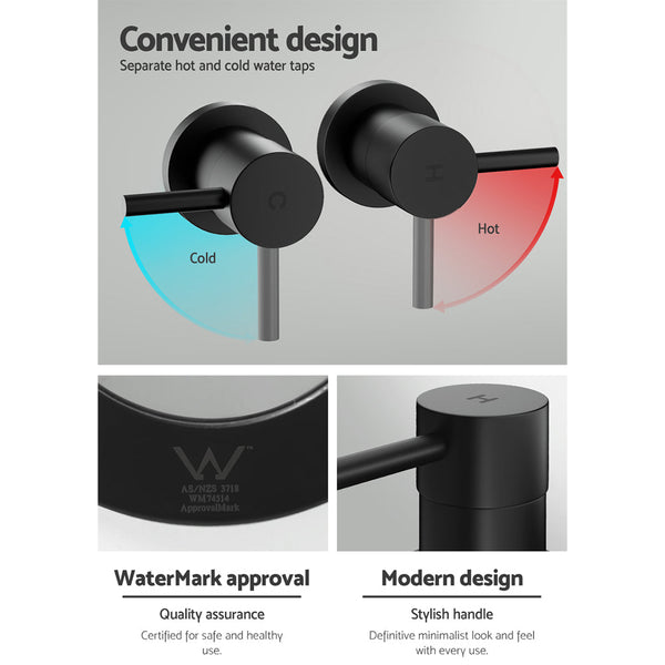 Cefito Bathroom Tap Shower Twin Tap Faucet Basin Sink Bath Swivel Black Cefito