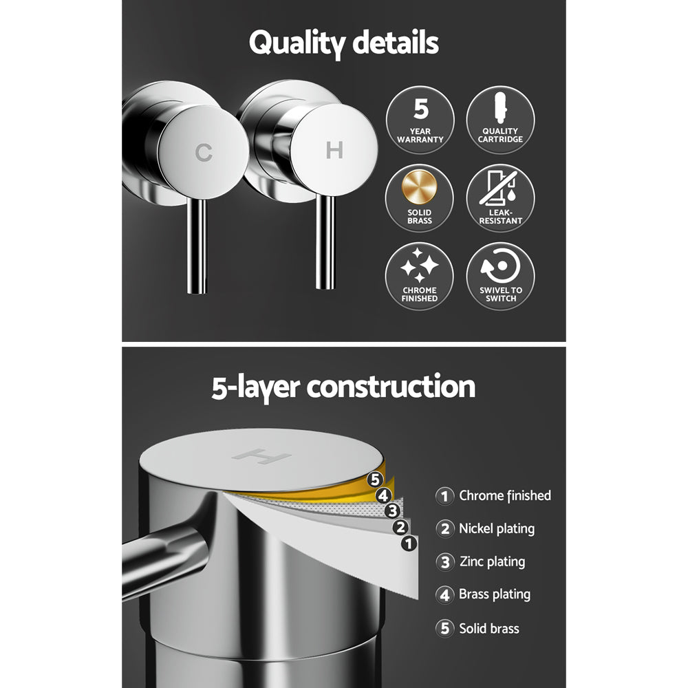 Cefito Bathroom Tap Shower Twin Tap Faucet Basin Sink Bath Swivel Chrome Cefito