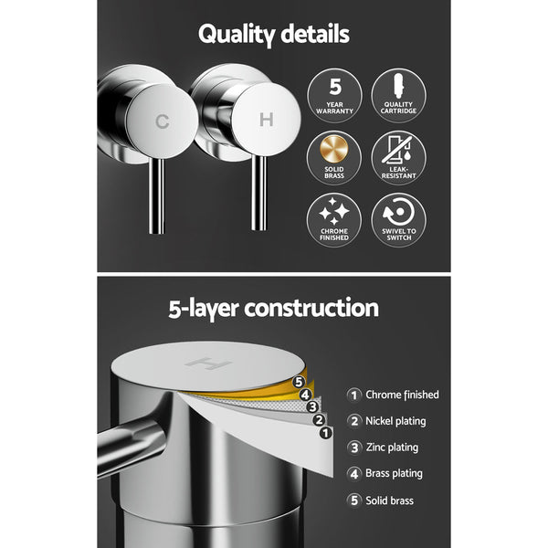 Cefito Bathroom Tap Shower Twin Tap Faucet Basin Sink Bath Swivel Chrome Cefito