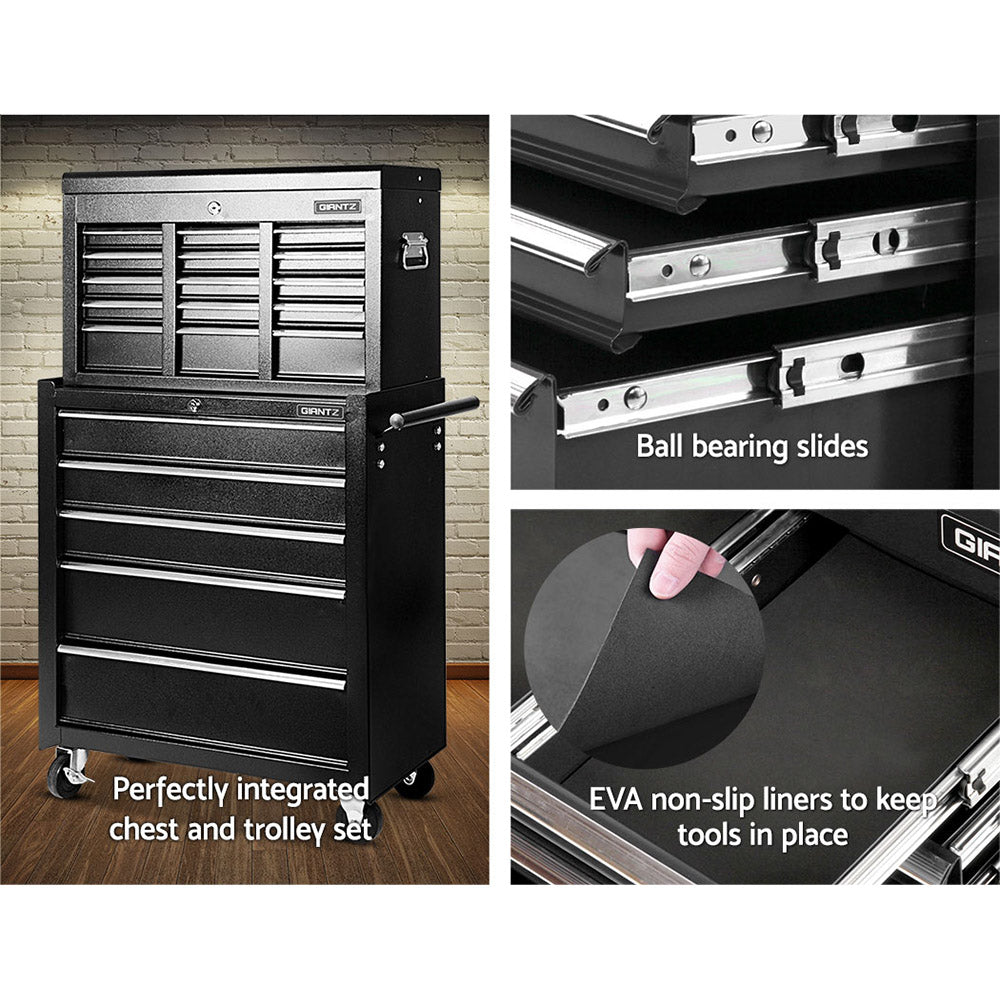 Giantz 14 Drawers Toolbox Chest Cabinet Mechanic Trolley Garage Tool Storage Box Giantz