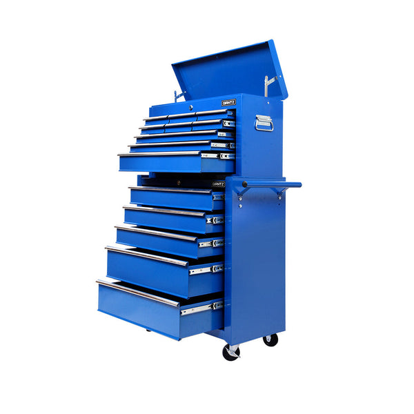 Giantz 14 Drawers Toolbox Trolley Storage Box - Blue Giantz