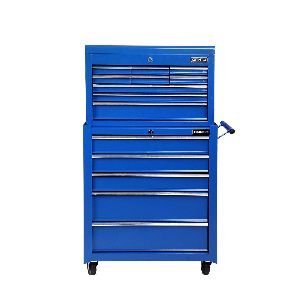 Giantz 14 Drawers Toolbox Trolley Storage Box - Blue Giantz