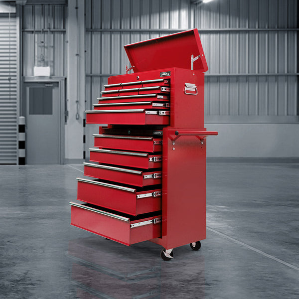 Giantz 14 Drawers Toolbox Trolley Storage Box - Red Giantz