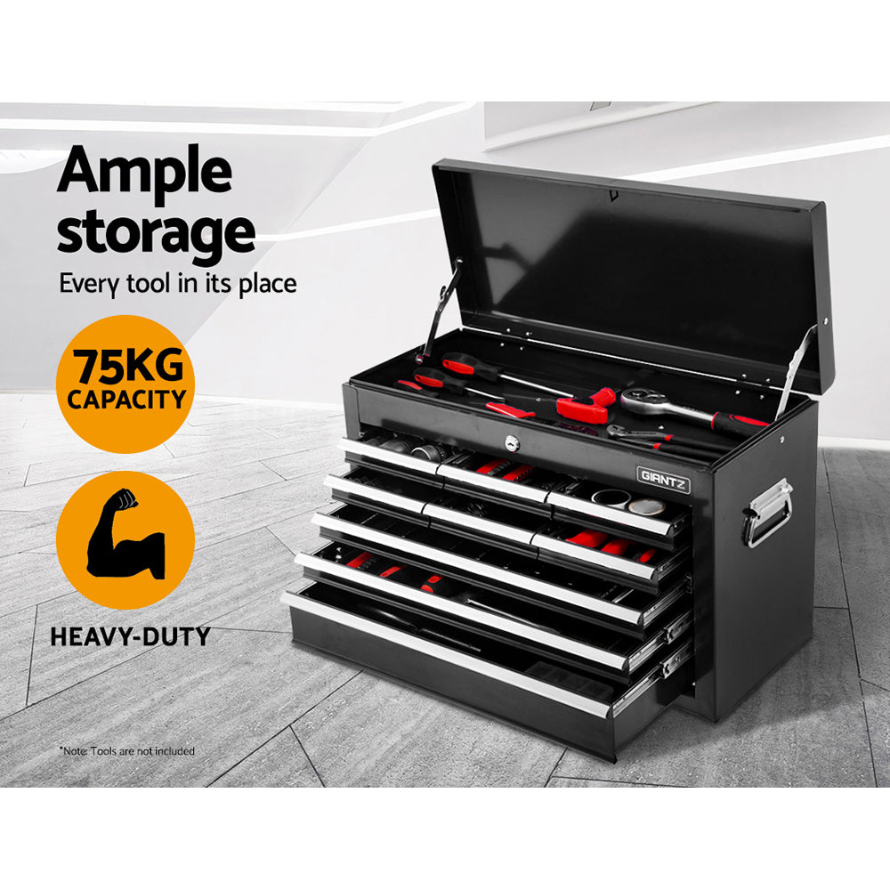 Giantz 15 Drawers Tool Box Chest Trolley Cabinet Garage Storage Boxes Organizer Black Giantz