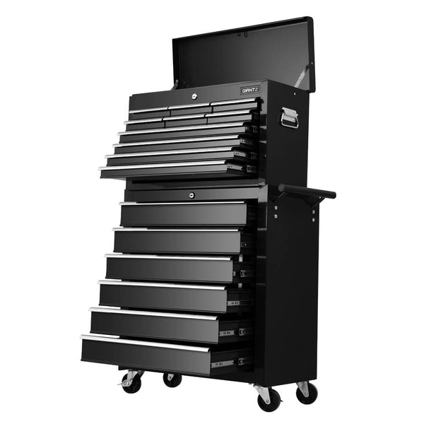 Giantz Tool Box Chest Trolley 16 Drawers Cabinet Cart Garage Toolbox Black freeshipping - Awezingly