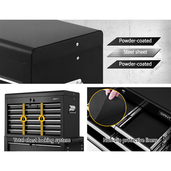 Giantz Tool Box Chest Trolley 16 Drawers Cabinet Cart Garage Toolbox Black freeshipping - Awezingly