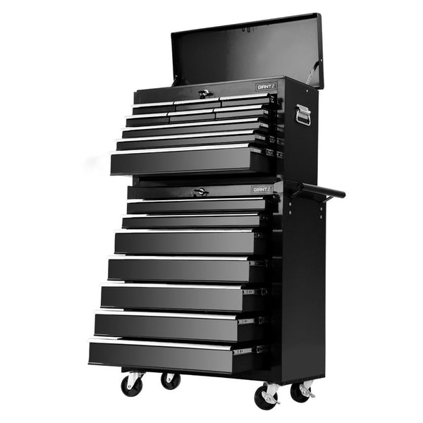 Giantz Tool Chest and Trolley Box Cabinet 16 Drawers Cart Garage Storage Black freeshipping - Awezingly