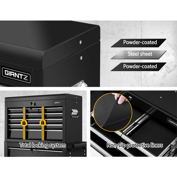 Giantz Tool Chest and Trolley Box Cabinet 16 Drawers Cart Garage Storage Black freeshipping - Awezingly