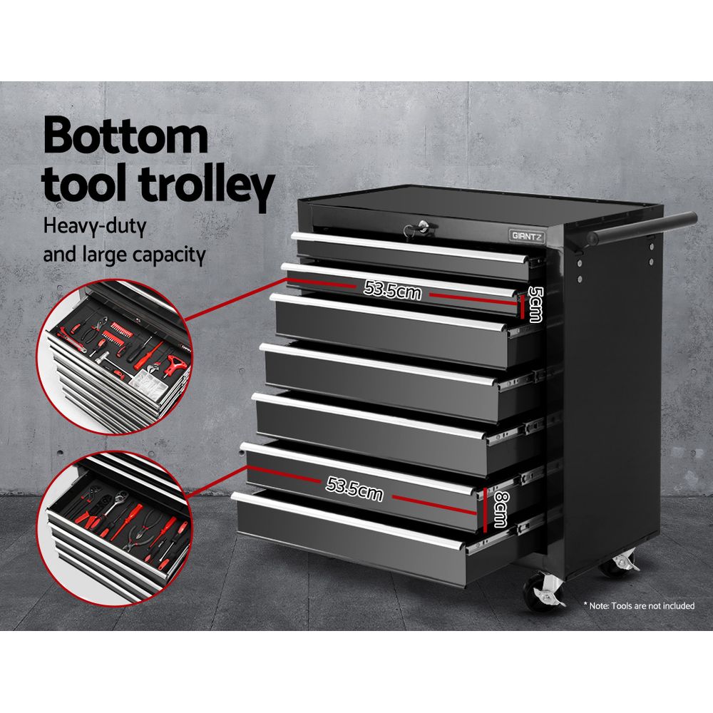 Giantz Tool Chest and Trolley Box Cabinet 16 Drawers Cart Garage Storage Black freeshipping - Awezingly