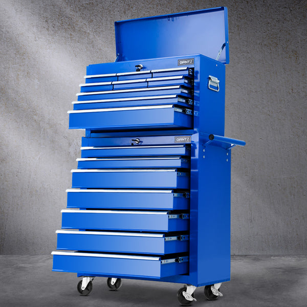 Giantz Tool Chest and Trolley Box Cabinet 16 Drawers Cart Garage Storage Blue freeshipping - Awezingly