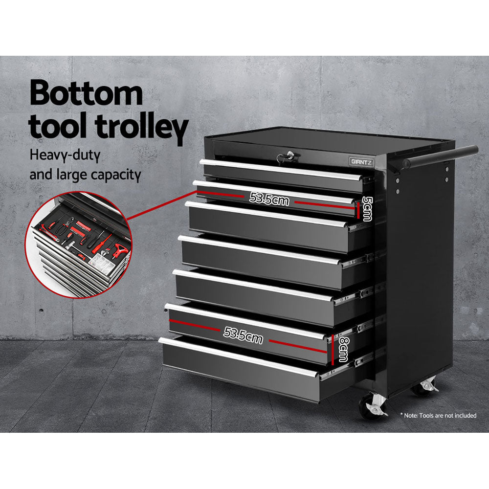 Giantz 17 Drawers Tool Box Trolley Chest Cabinet Cart Garage Mechanic Toolbox Black freeshipping - Awezingly