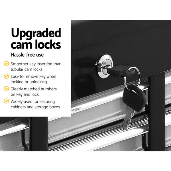 Giantz 17 Drawers Tool Box Trolley Chest Cabinet Cart Garage Mechanic Toolbox Black and Grey freeshipping - Awezingly