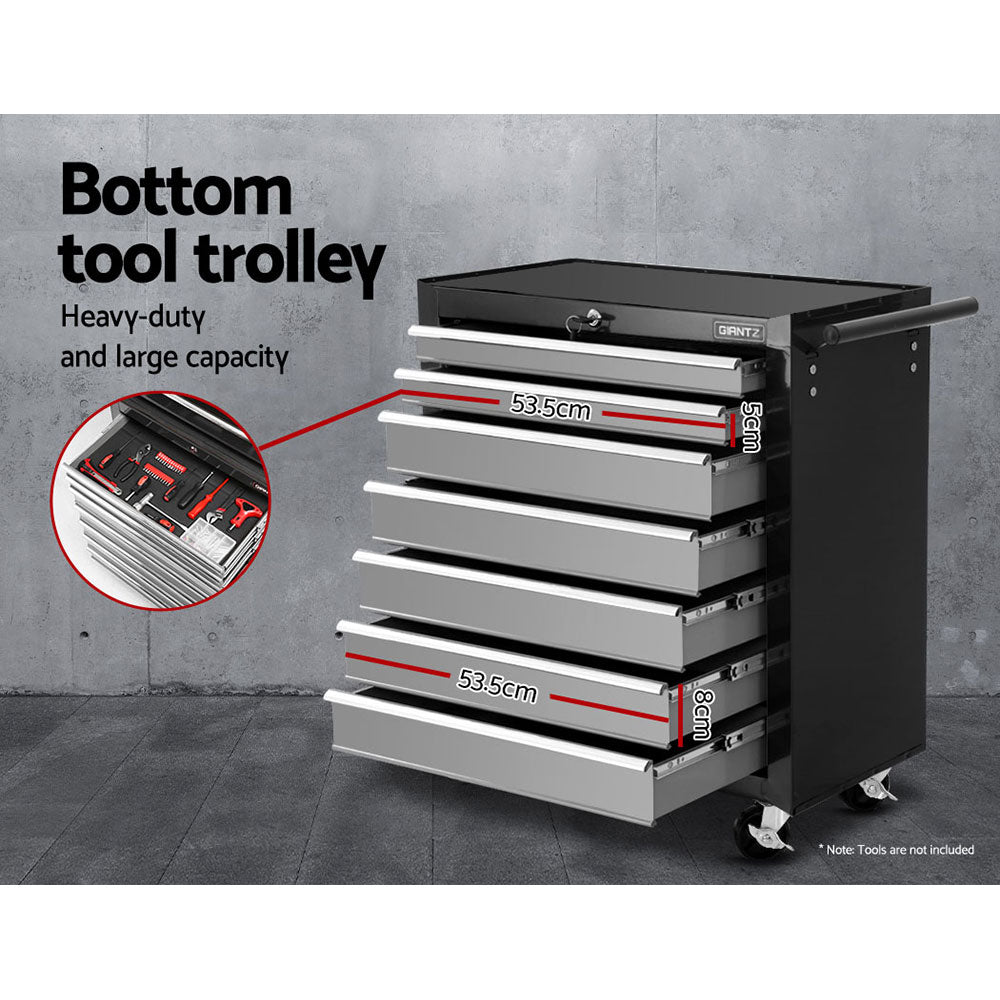 Giantz 17 Drawers Tool Box Trolley Chest Cabinet Cart Garage Mechanic Toolbox Black and Grey freeshipping - Awezingly