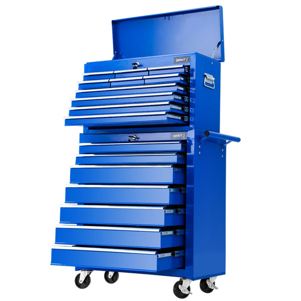 Giantz 17 Drawers Tool Box Trolley Chest Cabinet Cart Garage Mechanic Toolbox Blue freeshipping - Awezingly