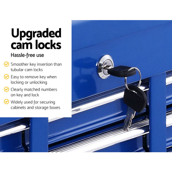 Giantz 17 Drawers Tool Box Trolley Chest Cabinet Cart Garage Mechanic Toolbox Blue freeshipping - Awezingly