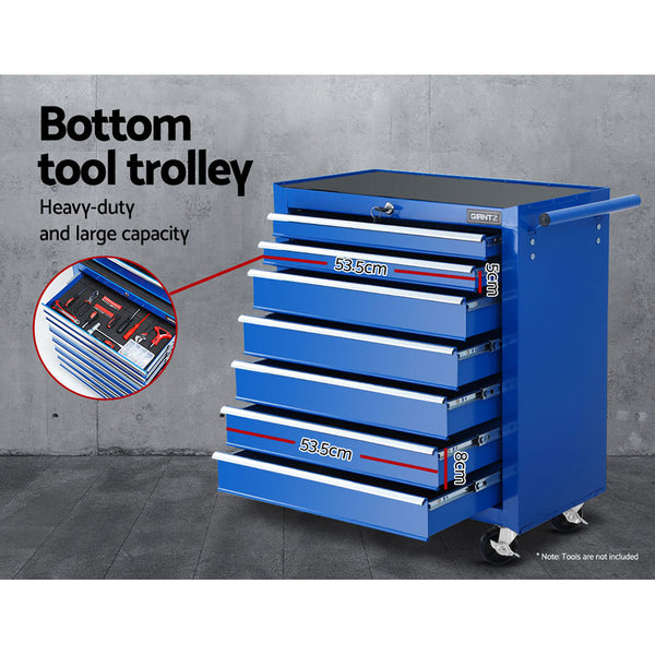 Giantz 17 Drawers Tool Box Trolley Chest Cabinet Cart Garage Mechanic Toolbox Blue freeshipping - Awezingly