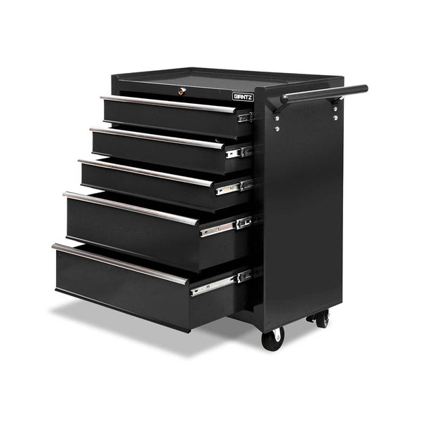 Giantz 5 Drawer Mechanic Tool Box Storage Trolley - Black freeshipping - Awezingly