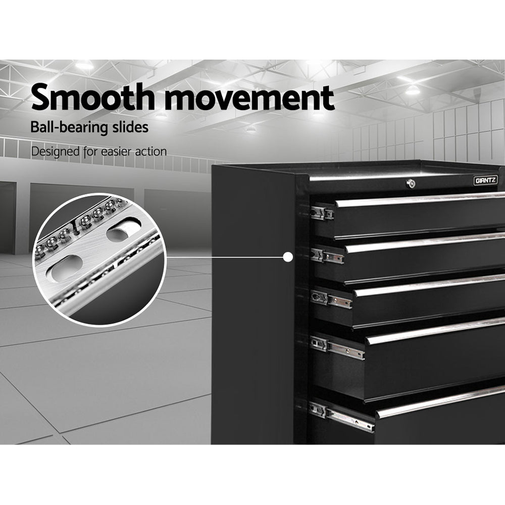 Giantz 5 Drawer Mechanic Tool Box Storage Trolley - Black freeshipping - Awezingly