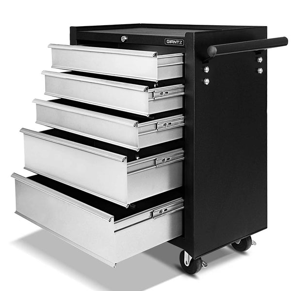 Giantz 5 Drawer Mechanic Tool Box Storage Trolley - Black & Grey freeshipping - Awezingly