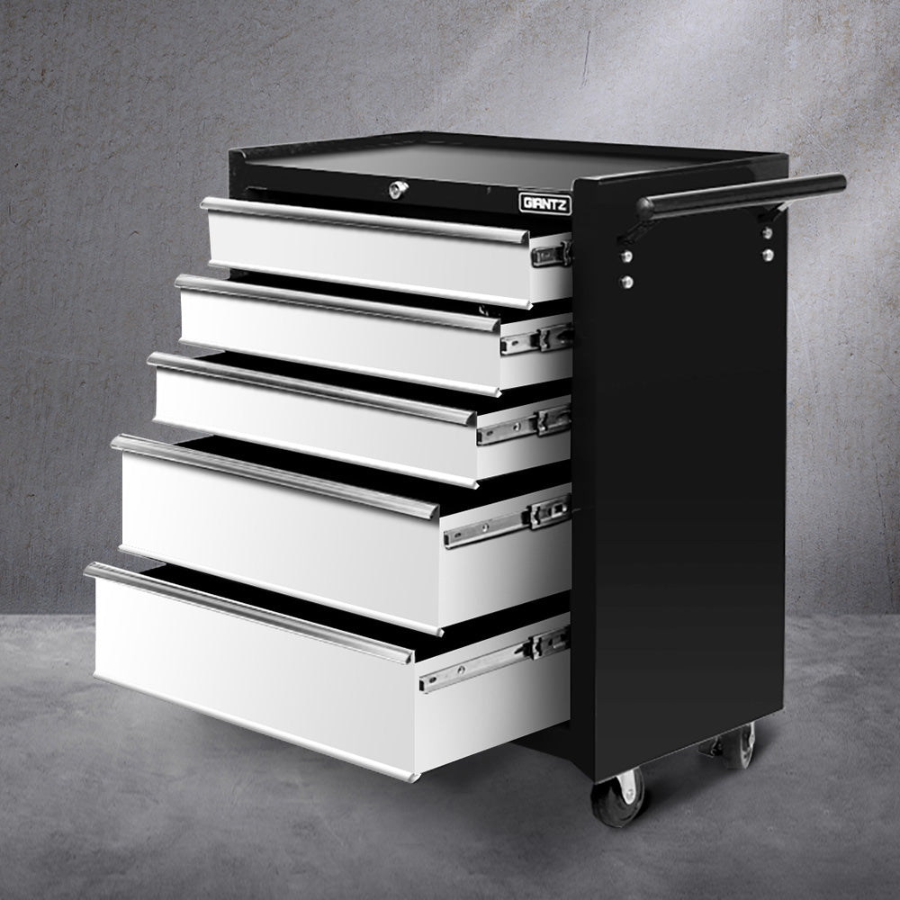 Giantz 5 Drawer Mechanic Tool Box Storage Trolley - Black & Grey freeshipping - Awezingly