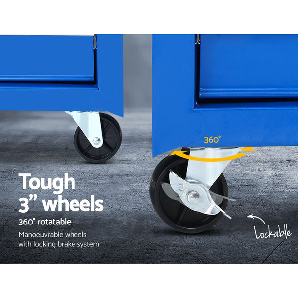 Giantz 5 Drawer Mechanic Tool Box Storage Trolley - Blue freeshipping - Awezingly