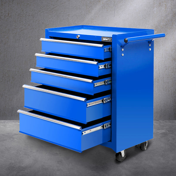 Giantz 5 Drawer Mechanic Tool Box Storage Trolley - Blue freeshipping - Awezingly
