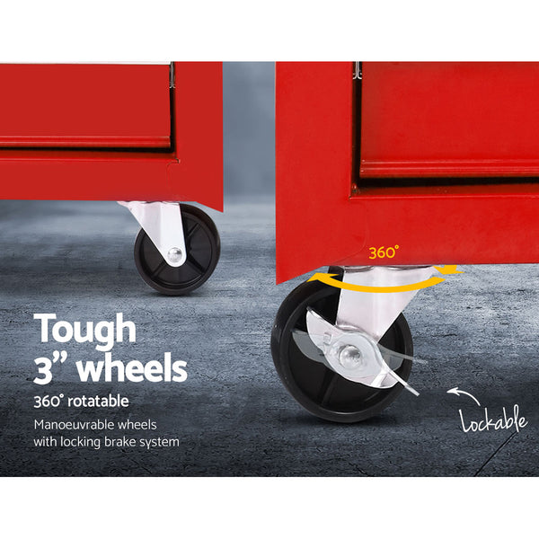 Giantz 5 Drawer Mechanic Tool Box Storage Trolley - Red freeshipping - Awezingly