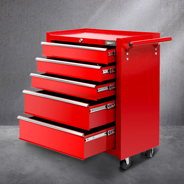 Giantz 5 Drawer Mechanic Tool Box Storage Trolley - Red freeshipping - Awezingly