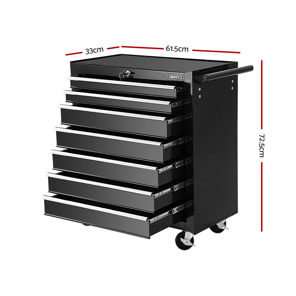 Giantz Tool Chest and Trolley Box Cabinet 7 Drawers Cart Garage Storage Black freeshipping - Awezingly