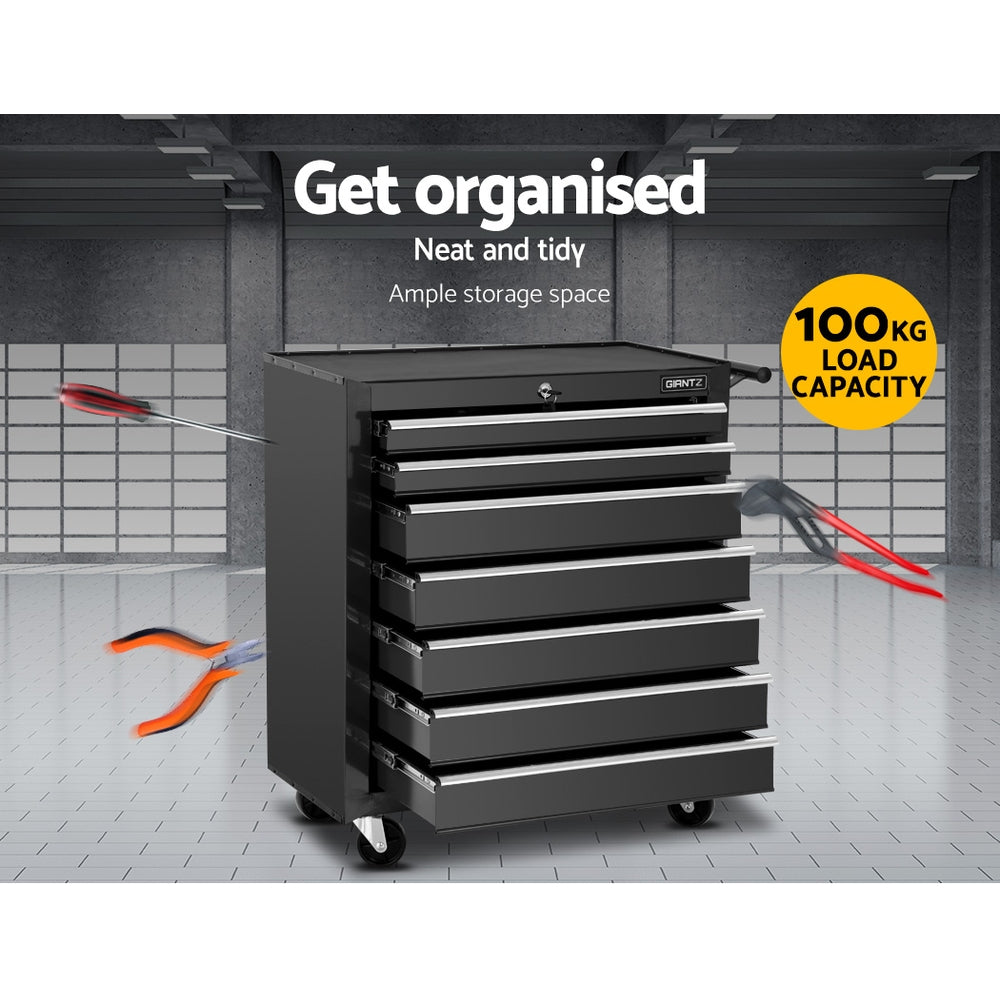 Giantz Tool Chest and Trolley Box Cabinet 7 Drawers Cart Garage Storage Black freeshipping - Awezingly