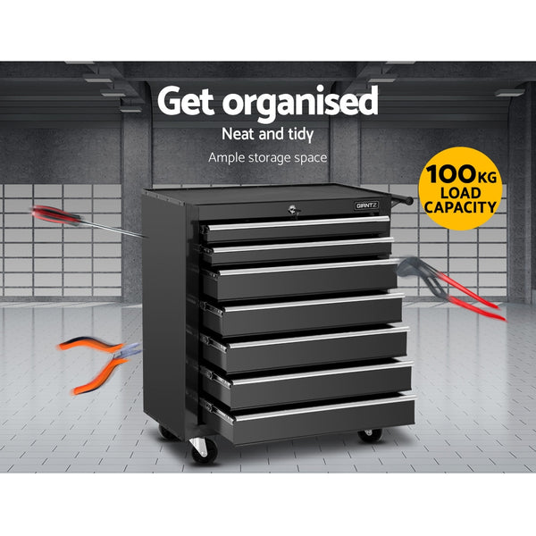 Giantz Tool Chest and Trolley Box Cabinet 7 Drawers Cart Garage Storage Black freeshipping - Awezingly
