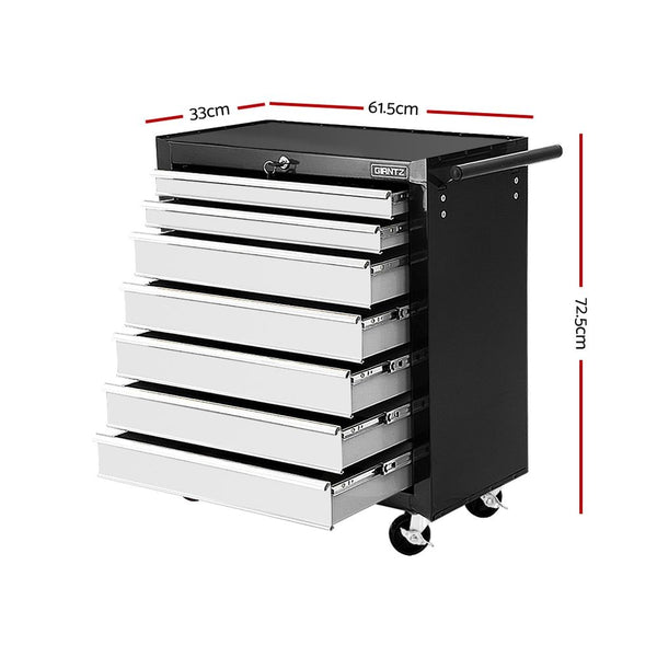 Giantz Tool Chest and Trolley Box Cabinet 7 Drawers Cart Garage Storage Black and Silver freeshipping - Awezingly