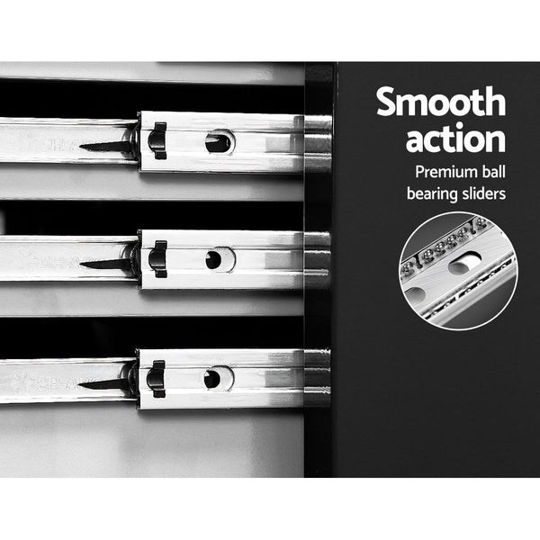 Giantz Tool Chest and Trolley Box Cabinet 7 Drawers Cart Garage Storage Black and Silver freeshipping - Awezingly