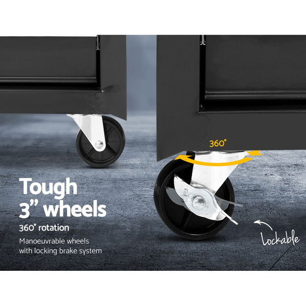 Giantz Tool Chest and Trolley Box Cabinet 7 Drawers Cart Garage Storage Black and Silver freeshipping - Awezingly