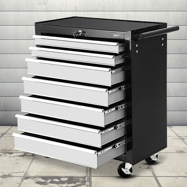 Giantz Tool Chest and Trolley Box Cabinet 7 Drawers Cart Garage Storage Black and Silver freeshipping - Awezingly