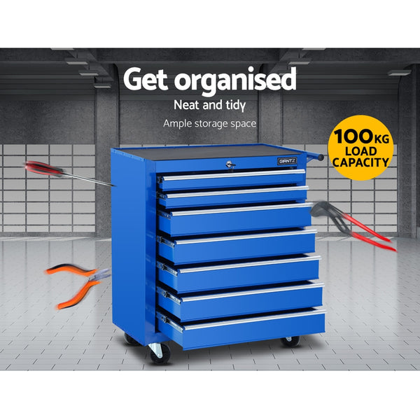 Giantz Tool Chest and Trolley Box Cabinet 7 Drawers Cart Garage Storage Blue freeshipping - Awezingly