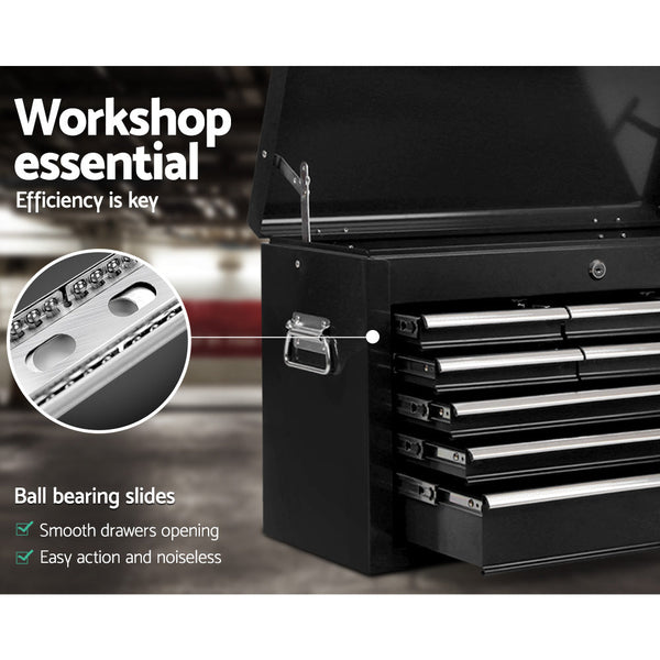 Giantz 9 Drawer Mechanic Tool Box Cabinet Storage - Black Giantz