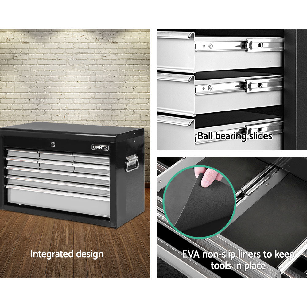 Giantz 9 Drawer Mechanic Tool Box Cabinet Storage - Black & Grey Giantz