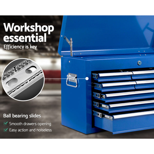 Giantz 9 Drawer Mechanic Tool Box Cabinet Storage - Blue Giantz